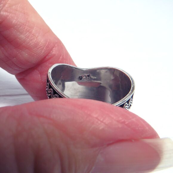 Vintage Sterling Silver Ring Women Sz 8.5 w/ Lapis Lazuli Stone Cocktail Jewelry - Picture 8 of 8